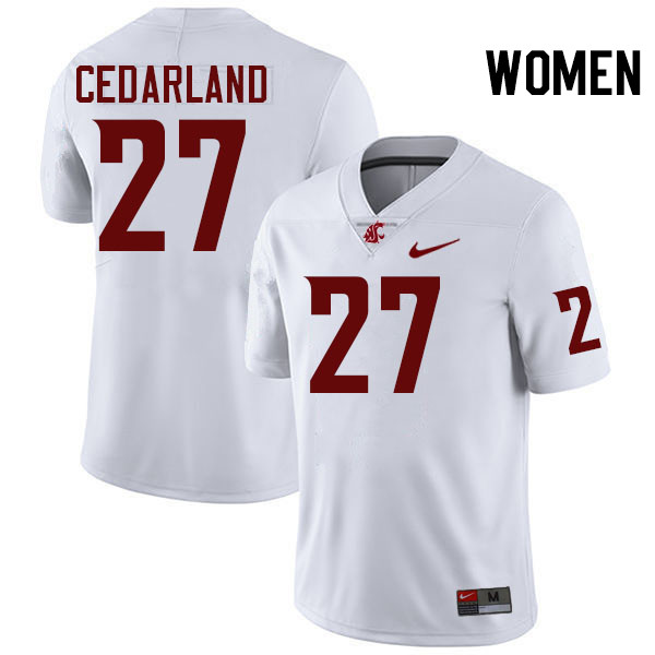 Women #27 Hudson Cedarland Washington State Cougars College Football Jerseys Stitched-White